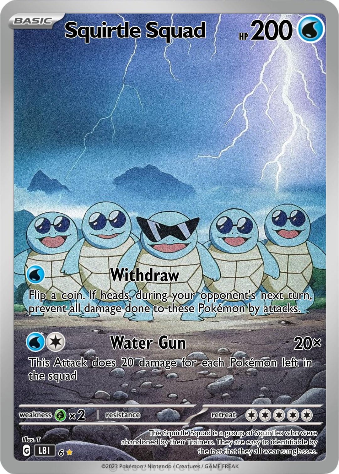 squirtle squad pokemon card Colorless Tackle (10) Weakness Lightning 2 Resistance None None Retreat Cost Sooooo very EXCITED to have