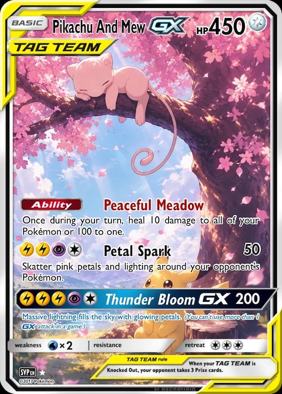Pikachu and Mew GX Tag Team Full Art - Etsy