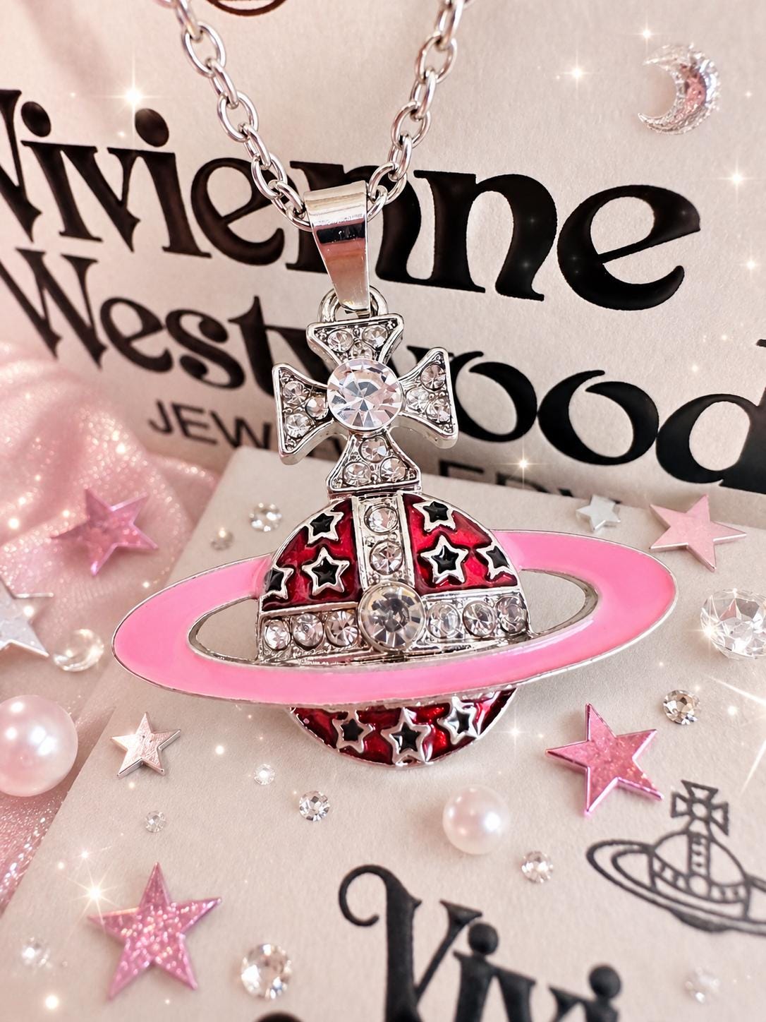 Vivienne Westwood Pink Orb Necklace - Etsy Finland