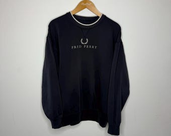 Fred Perry Navy Sweatshirt Casual Spellout Crewneck
