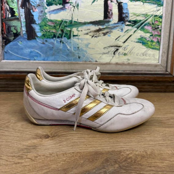 Adidas 3-COMP White Gold Low Profile Y2K Sneakers