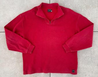 Felpa Versace con mezza zip, rossa, stile vintage anni '90