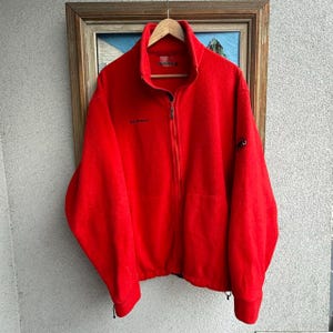 Mammut Red Full Zip Tech Fleece Jacket Gorpcore Hiking Outdoor Winter Layer