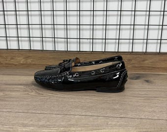 patent leather driving loafers womans black