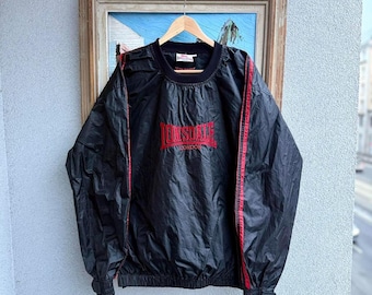 Sudadera negra cortavientos de nailon estilo vintage de los 90 de Lonsdale