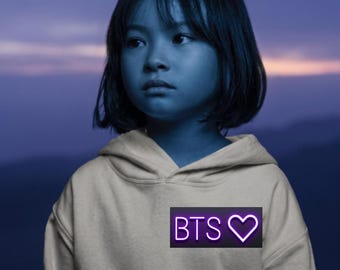 BTS Heart Logo Hoodie - ARMY Purple Glow Youth Hoodie