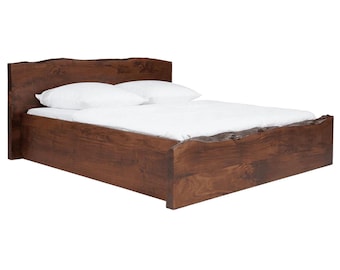 Live Edge Bed Frame, Solid Wood Platform Bed Frame, Custom Bed Frame With Headboard, King Bed Frame, Rustic Wood Bed Frame