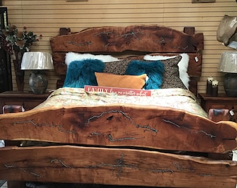 Farmhouse Queen Bed Frame, Handmade Solid Wood Bed Frame With Headboard, Custom Size Platform Bed, King Size Bed frame