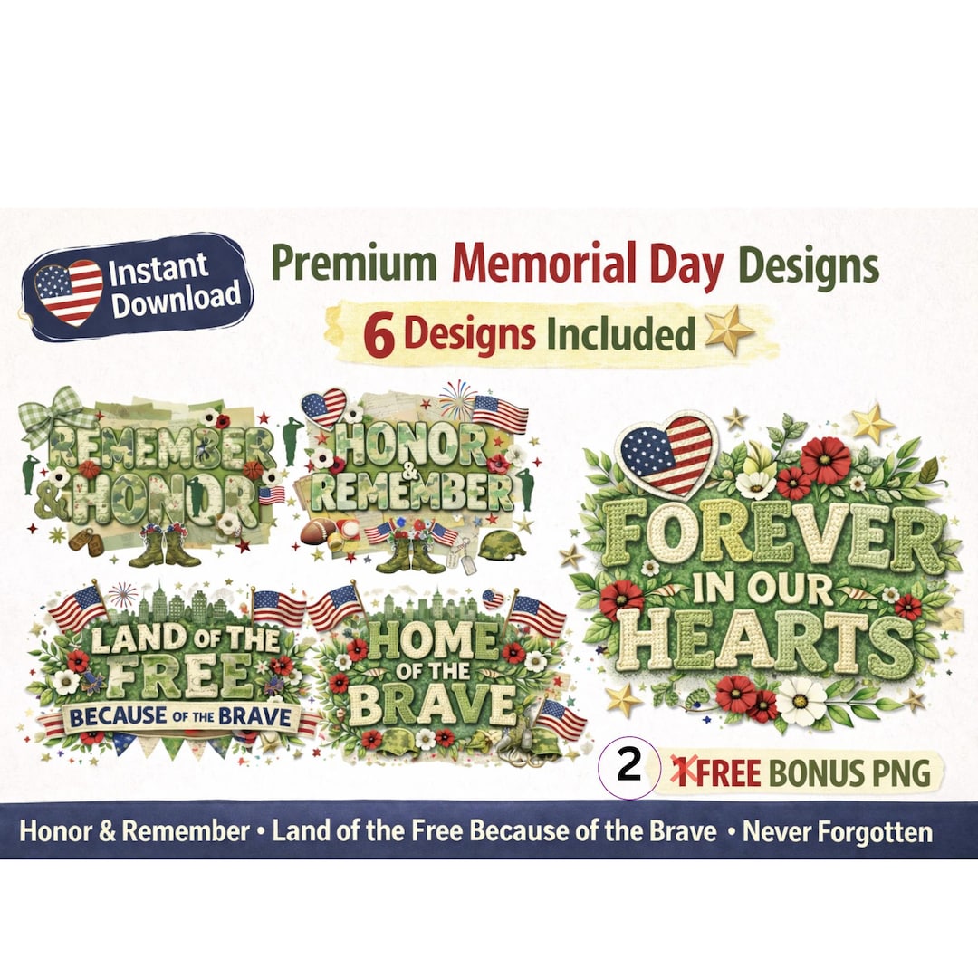 Memorial Day PNG Bundle | Patriotic Quotes Sublimation Designs | USA ...