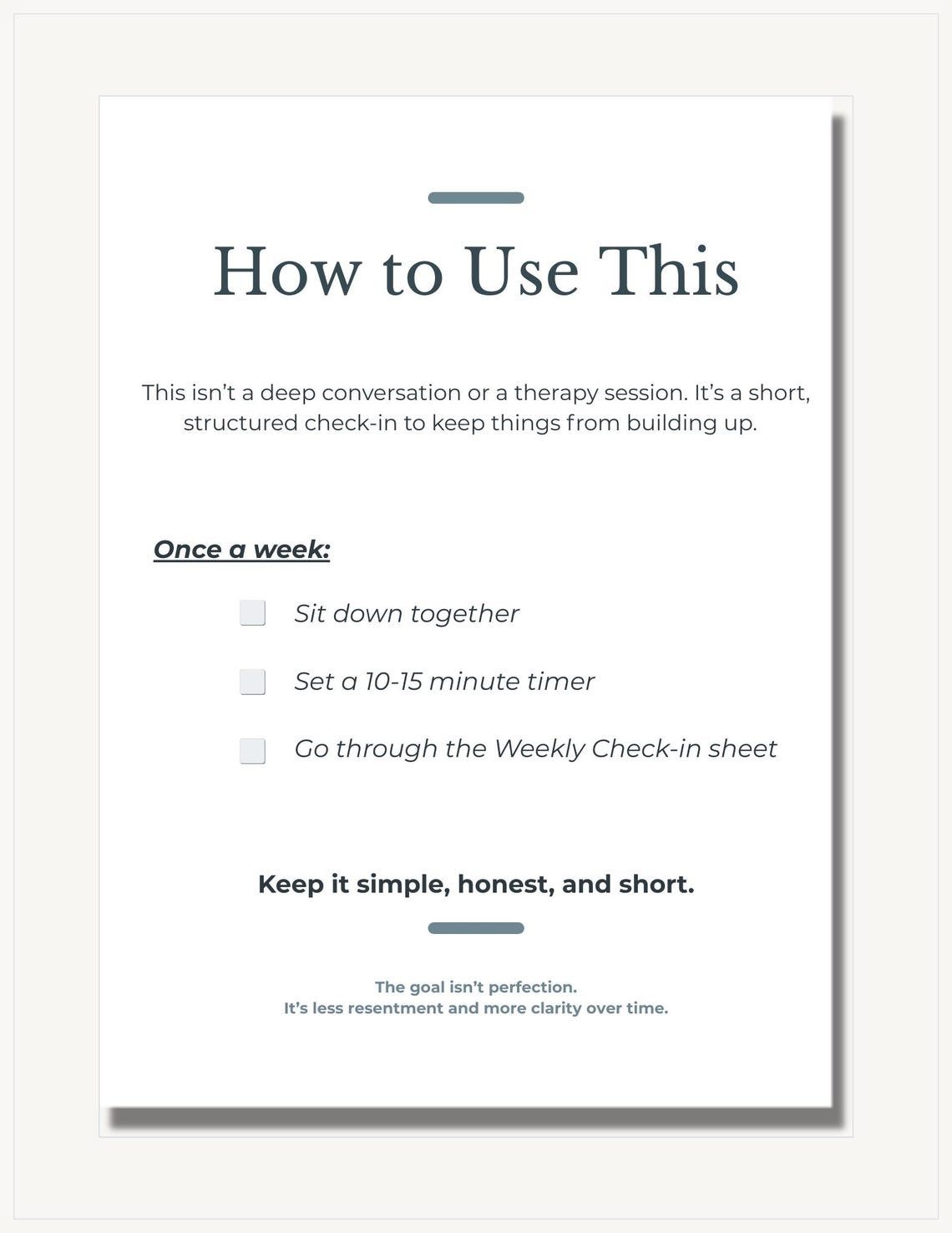 Weekly Relationship Check-in Worksheet | Couples Communication Tool ...