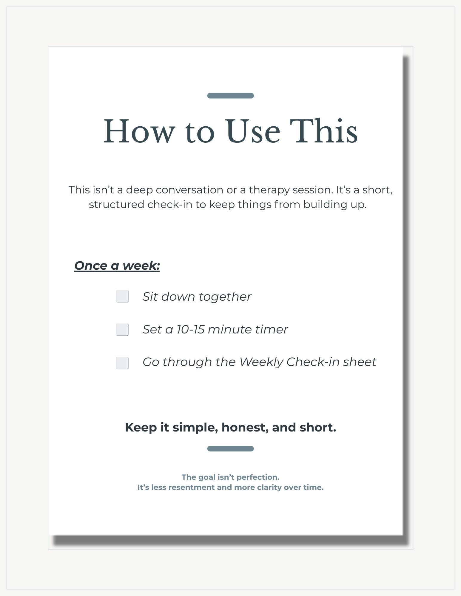 Relationship Checklist.pdf Weekly Relationship Check-in Worksheet | Couples Communication Tool ...