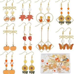 Thanksgiving Earring Kit | 144 Pcs Fall Charms | Maple Leaf Pumpkin Jewelry Making Supplies