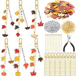558 Fall Charm Making Kit | Maple Leaf Pumpkin Turkey Gnome Charms | DIY Thanksgiving Jewelry Crafts