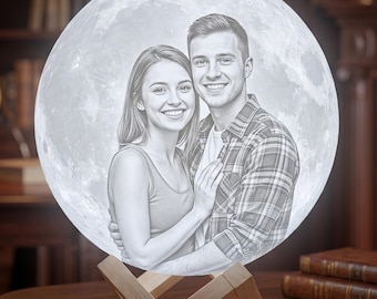 Personalized Moon Lamp | Custom 3D Photo Moon Light | Personalized Photo Printed Lunar Night Moon Lamp | Custom Gift with Photo & Text