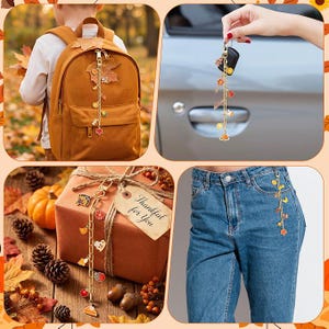 Fall Keychain Making Kit | Thanksgiving Charms | Gold Metal Jewelry Supplies | DIY Bag Accessories