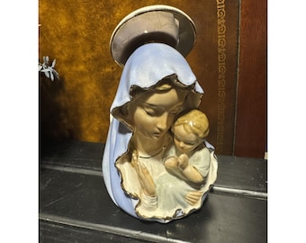 Mary Madonna Baby Jesus Flower Vase Pot   Colors Vintage Spoco Japan 7"T EUC HTF