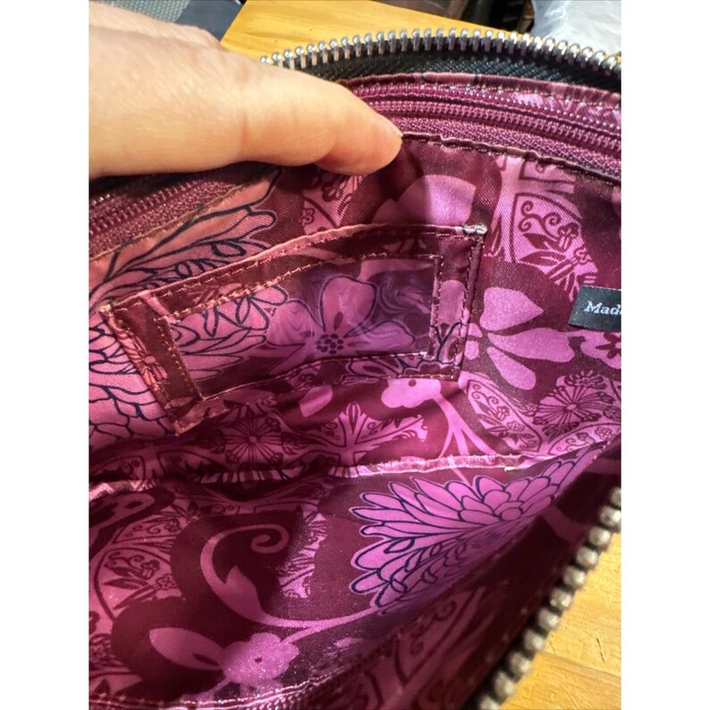 VTG Brighton Croc/Alligator Embossed Black/Leather Clutch Organizer Bag EUC image 5