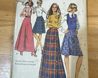 Rare Vintage Simplicity 70's Sewing Patterns 5080 Skirts