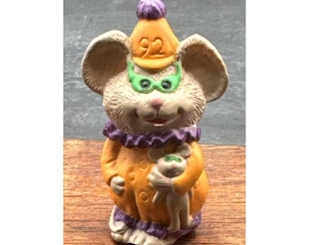 Hallmark MERRY MINIATURES Halloween Vintage Mouse Clown Figura Mini 1992