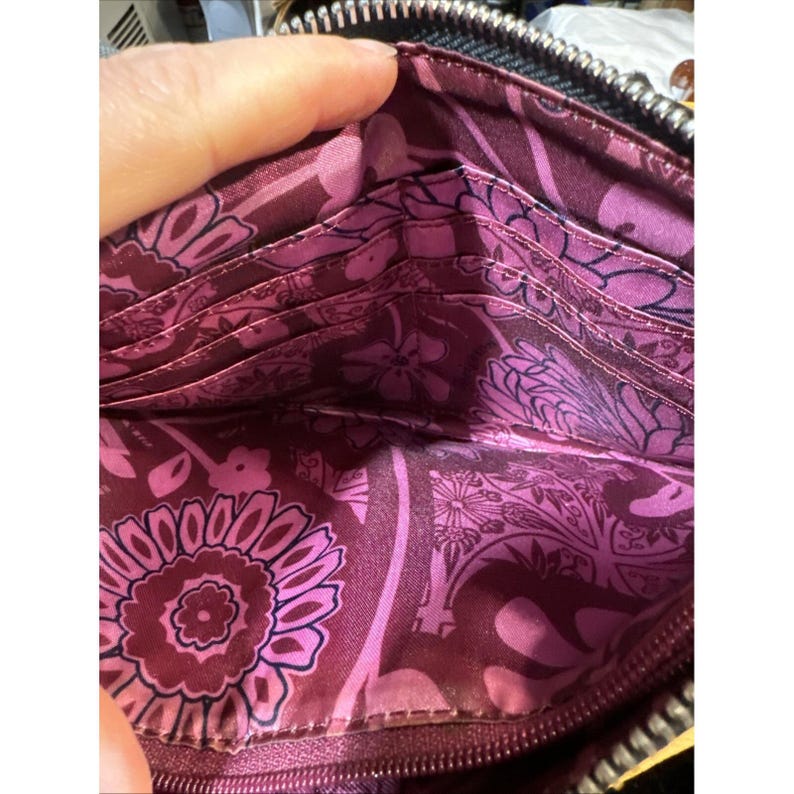 VTG Brighton Croc/Alligator Embossed Black/Leather Clutch Organizer Bag EUC image 4