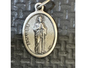 Vintage religiöse Medaille Anhänger St Jude | BITTE FÜR UNS | Italien
