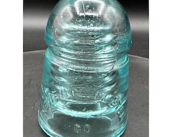 Vintage New England Telefon & Telegraph Tel Glas Isolator AQUA BLAU GRÜN