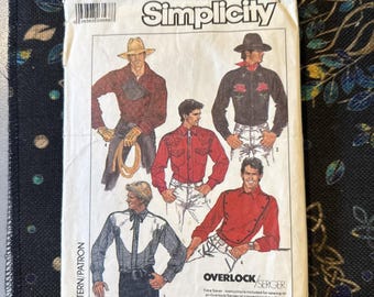 Simplicity Pattern 8473 Men's Fitted Western Shirts in 4 Styles Size 38 Cut