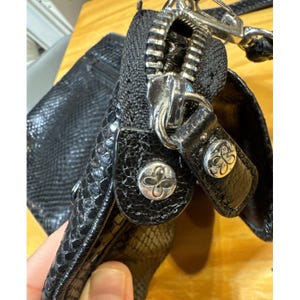 VTG Brighton Croc/Alligator Embossed Black/Leather Clutch Organizer Bag EUC image 2