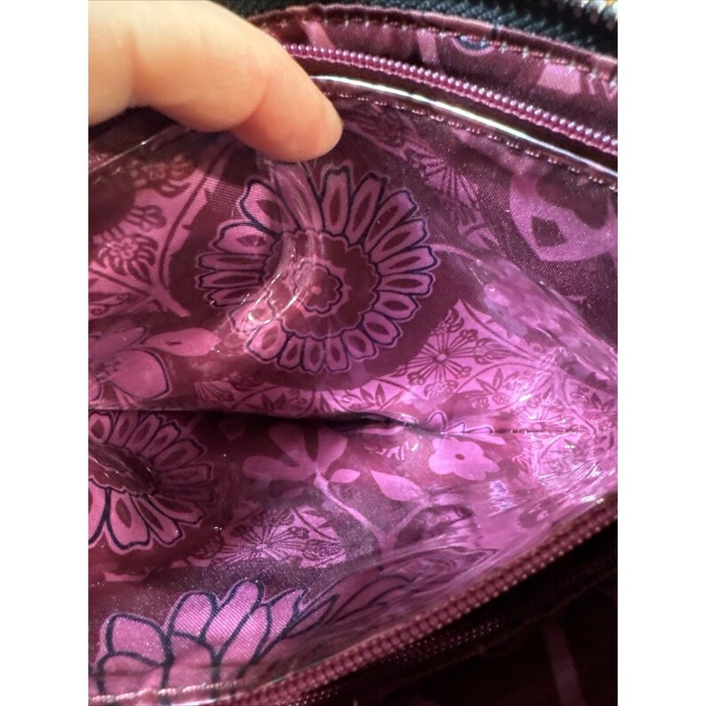 VTG Brighton Croc/Alligator Embossed Black/Leather Clutch Organizer Bag EUC image 6