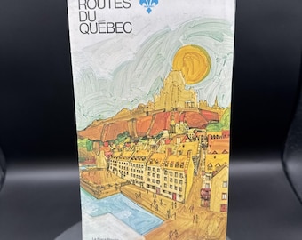 Vintage RARE Les Routes Du Quebec Large Map 1972 HTF EUC