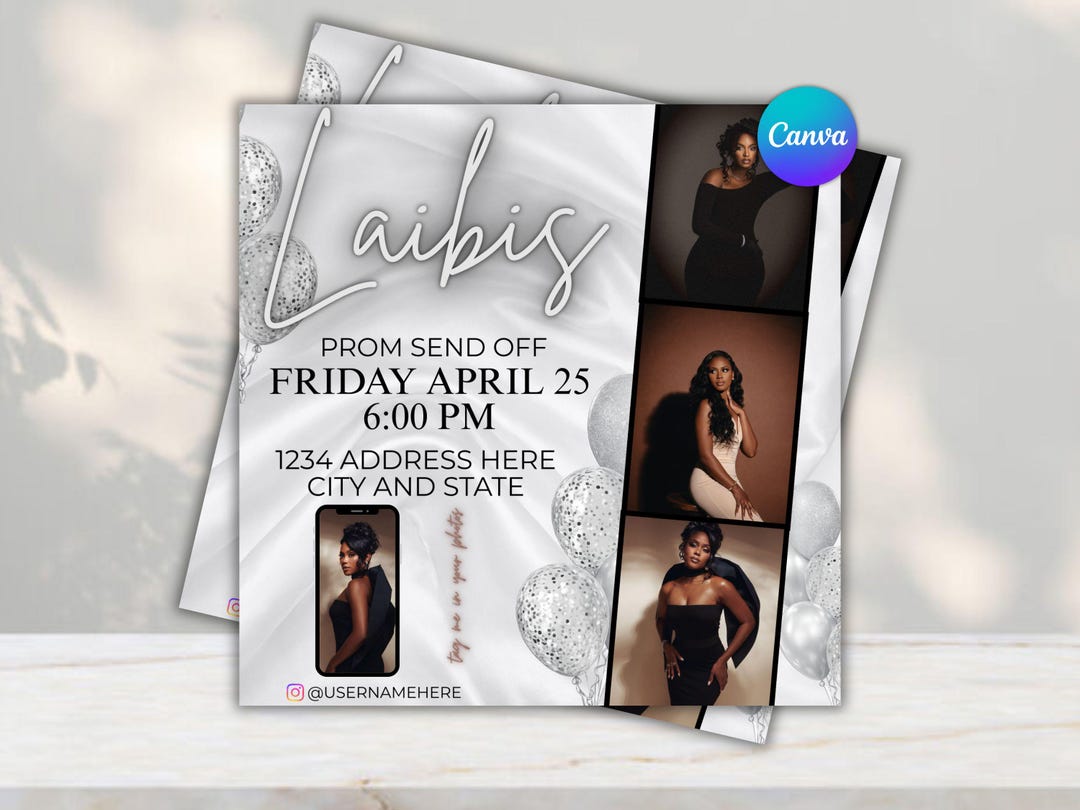 Editable Prom Send off Flyer Template, Elegant Party Invitation ...