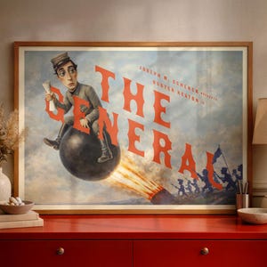 Póster de la película El General (1926), decoración vintage de cine mudo, arte mural de cine de Buster Keaton