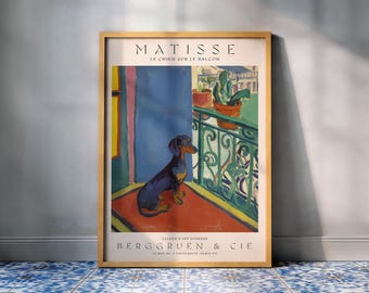 Henri Matisse Inspired Dog Poster, Colorful Balcony Wall Art, Dog Lover Gift, Apartment Decor