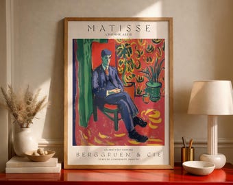 Matisse Inspired Seated Man Portrait Poster, Matisse Wall Art, Colorful Modern Decor