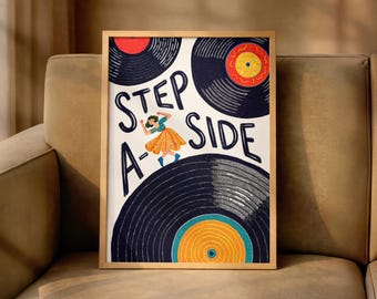 Retro Music Poster, Vinyl Record Print, Dopamine Decor, Funny Music Wall Art