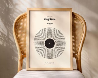 Personalized Song Lyrics Poster | Custom Vinyl Record Print | Framed Music Wall Art | Anniversary Gift for Couples | Music Lover Gift