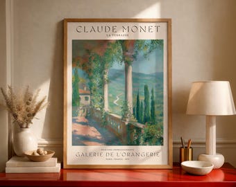 Claude Monet Wall Art Print, Impressionist French Terrace Poster, Vintage Landscape Art, French Countryside Decor