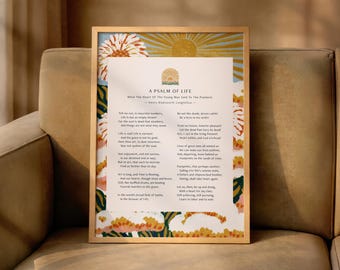 A Psalm of Life Poem Print, Henry Wadsworth Longfellow Wall Art, Classic Poetry Poster, Inspirational Literary Print, Graduation Gift