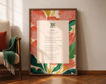 Emily Dickinson "Hope" Poem Print, Classic Poetry Wall Art, Literary Quote Poster, Inspirational Classic Poem Print, Book Lover Gift