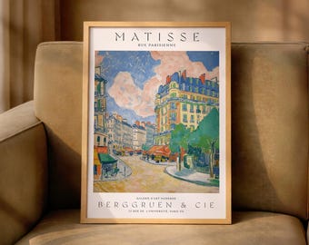 Henri Matisse Inspired Paris Poster, Rue Parisienne Street Wall Art, Vintage Exhibition Art Print