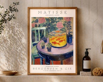 Henri Matisse Inspired Wall Art, Fauvist Goldfish Still Life Painting, Printable (Digital Download)
