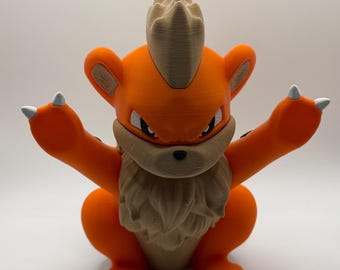 Growlithe Window Figure | 3D Printed Pokémon Desk Decor | Anime Collectible in 3 Sizes