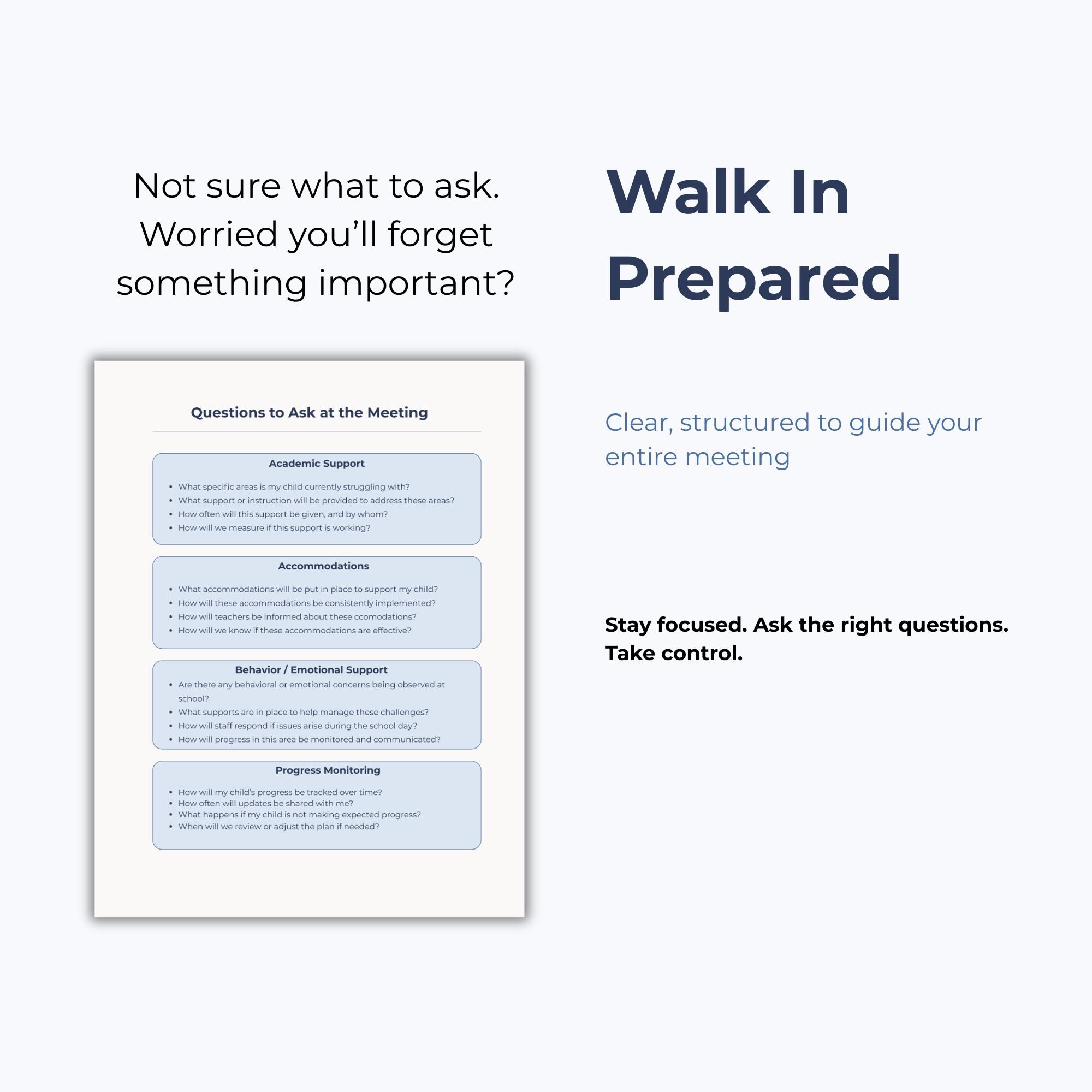 IEP Meeting Prep Checklist & Questions | What to Ask at IEP Meeting ...