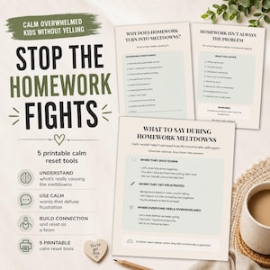 Homework Meltdown Toolkit for Parents | Calm Homework Struggles Without Yelling | Printable Homework Reset Worksheets