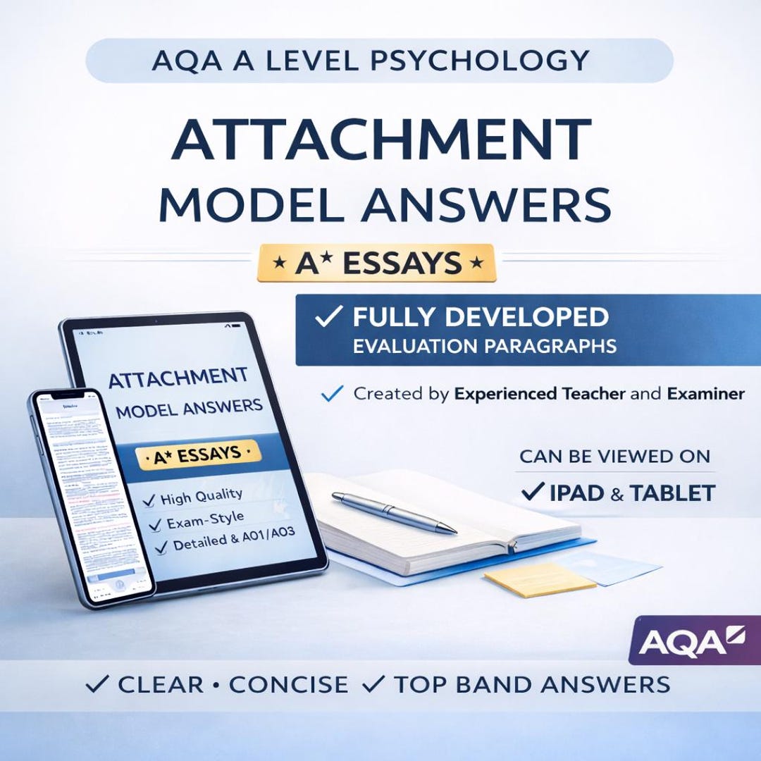 AQA A Level Psychology Attachment Model Answers | Year 12 New Spec | 16 ...