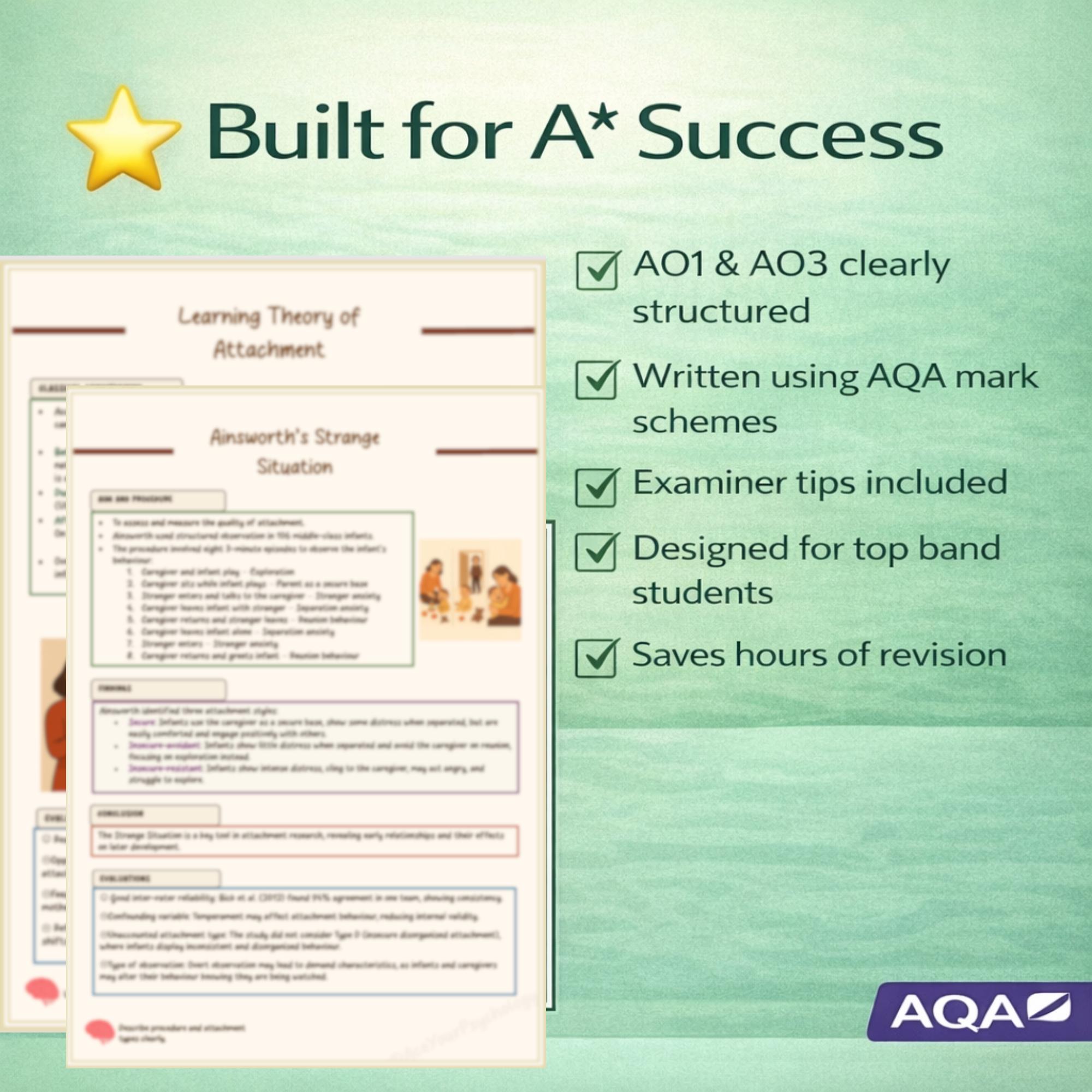 AQA A Level Psychology Attachment in Psychology Revision Guide (year 13 ...