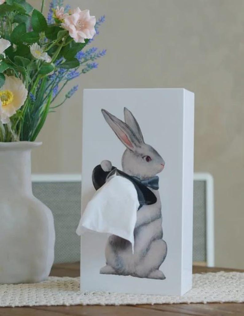 White Rabbit Tissue Wonder Rabbit Tissue Box Cover – Vintage Pop Art Style - Etsy