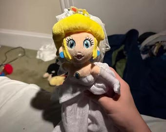 Princess Peach Bride Plush 34cm | Cute Super Mario Game Character Plushie | Soft Collectible Doll