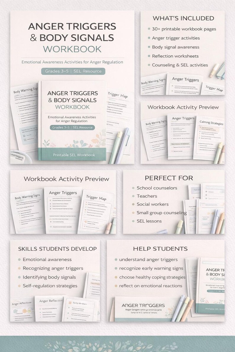 Anger Triggers & Body Signals Workbook | Emotional Regulation SEL ...