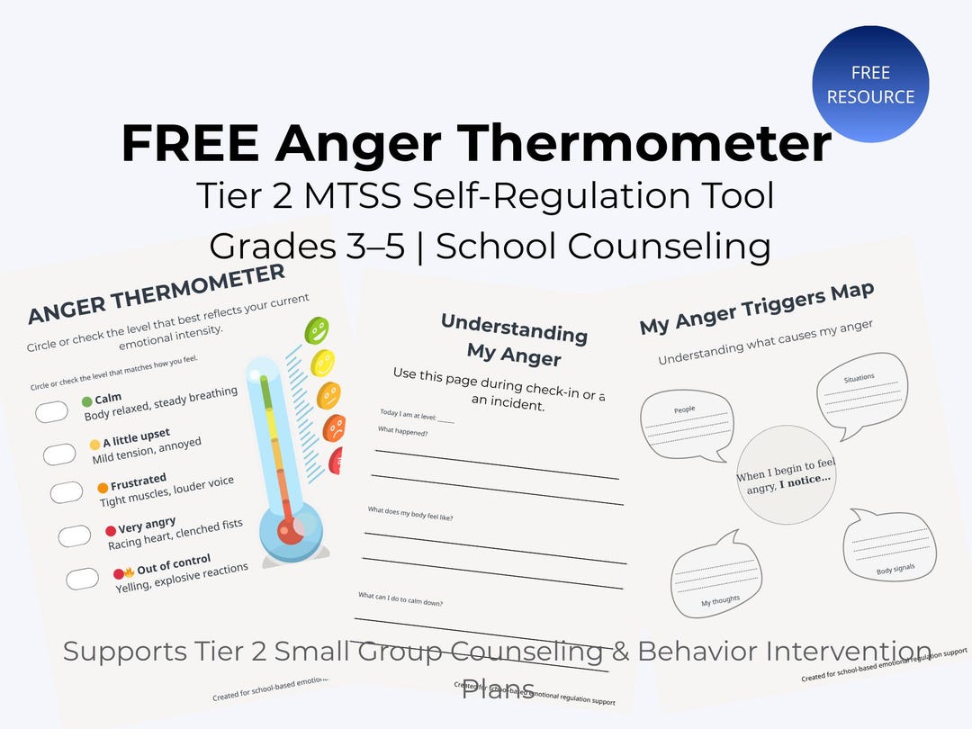Anger Thermometer Worksheet | Emotional Regulation Tool (PDF Printable ...